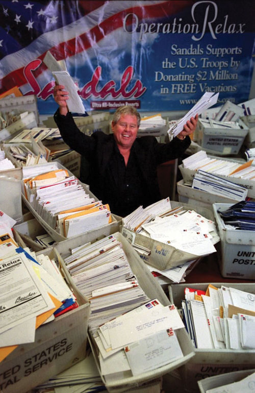 Stewart with the thousands of requests that poured in after he announced Operation Relax in 2003 to salute U.S. active military members during the Gulf War.