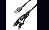 A wonderful space saver for travelers and a boon to the forgetful, the Nomad Universal Cable quickly transitions among Micro USB, USB-C and Lightning connectors.