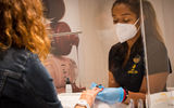 A passenger getting a manicure on an MSC Grandiosa sailing. The ship launched service in August from Italy.