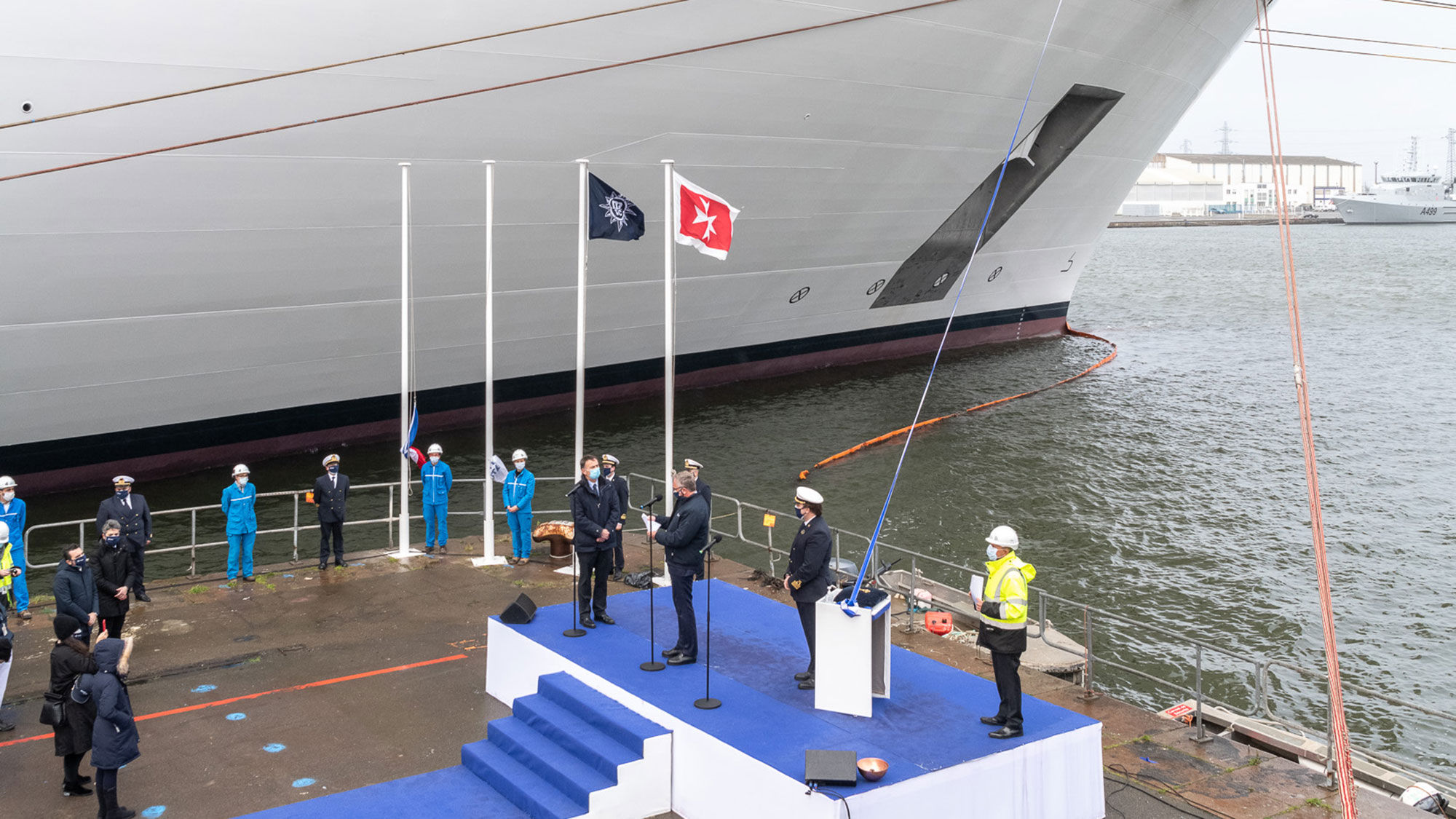 MSC Cruises executive chairman Pierfrancesco Vago and his family were on hand to receive the MSC Virtuosa at the Chantiers de l'Atlantique shipyard in Saint Nazaire, France.