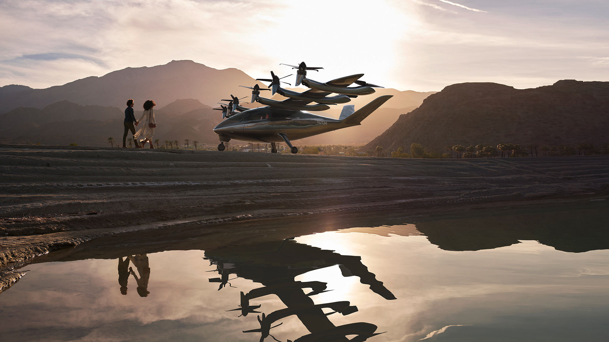 A rendering of an Archer eVTOL aircraft.