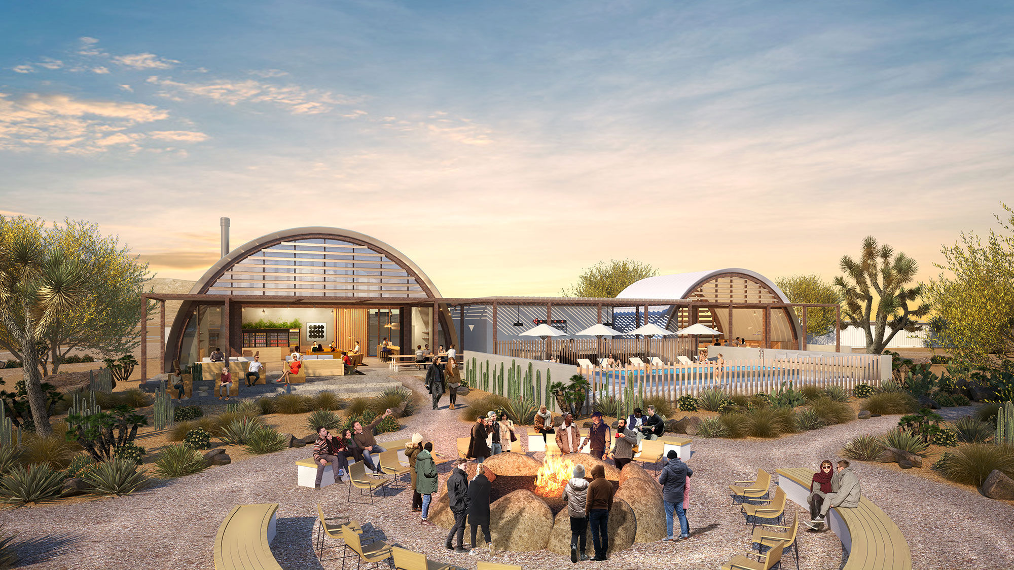 A rendering of AutoCamp Joshua Tree, which will open in California this fall.