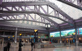 The interior of the Moynihan Train Hall, featuring a 92-foot-high skylight that is made up of an acre of glass.