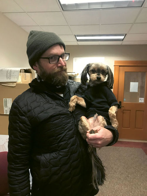 Skagway mayor Andrew Cremata and his dog Rufus. Skagway mayor Andrew Cremata and his dog Rufus.