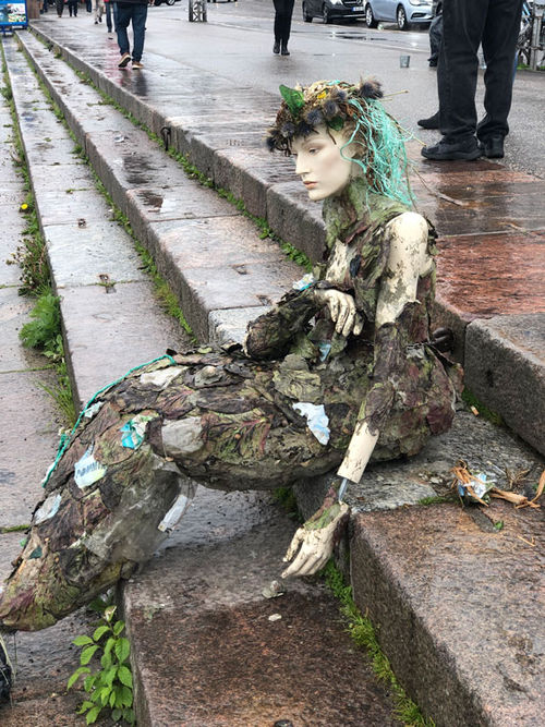 Helsinki’s mermaid watches over the city’s waterfront.