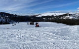 A snowmobiler nears the top of Machinegun Ridge in the White River National Forest. This part of the forest was home to the Camp Hale training facility during World War II for Colorado's 10th Mountain Division, an elite group of skiers who were training for combat in the Alps. The ridge sits nearly 12,000 feet high.
