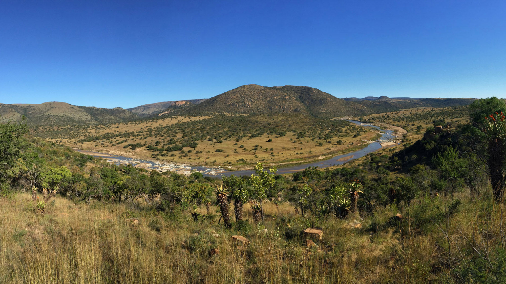 The view from Zulu Rock Lodge in Babanango Game Reserve in KwaZulu-Natal, South Africa.