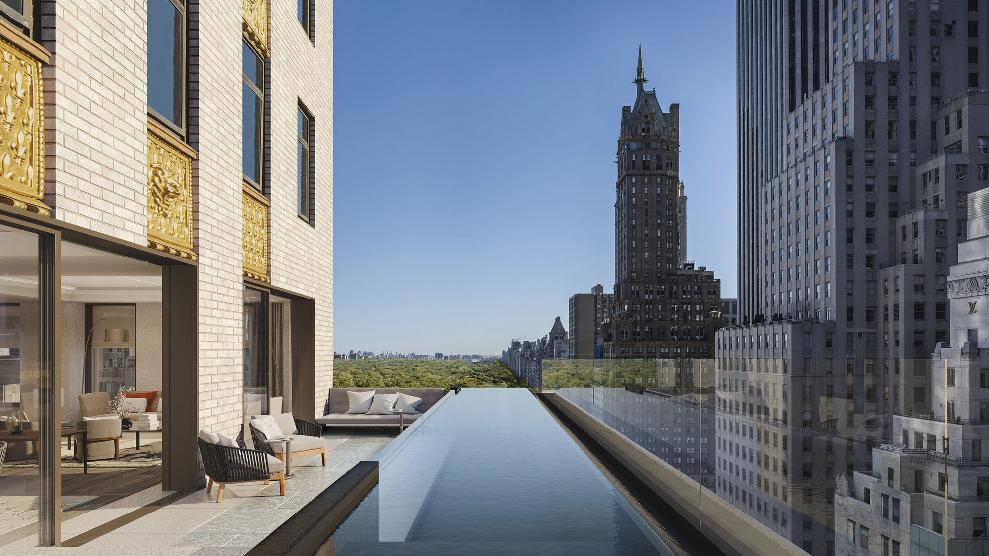 A terrace pool at the Aman New York, which is set to open in midtown Manhattan in the spring.