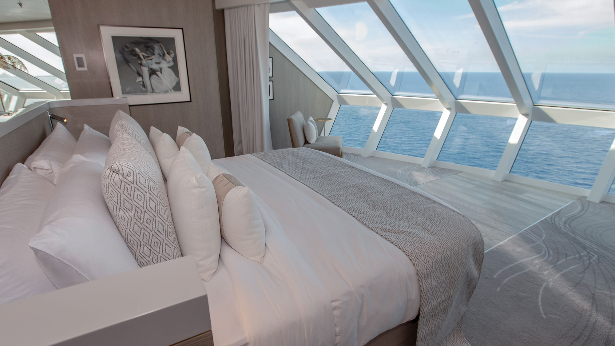 The Iconic suite bedroom in Celebrity Cruises' Retreat, the line's all-suite, exclusive onboard enclave.