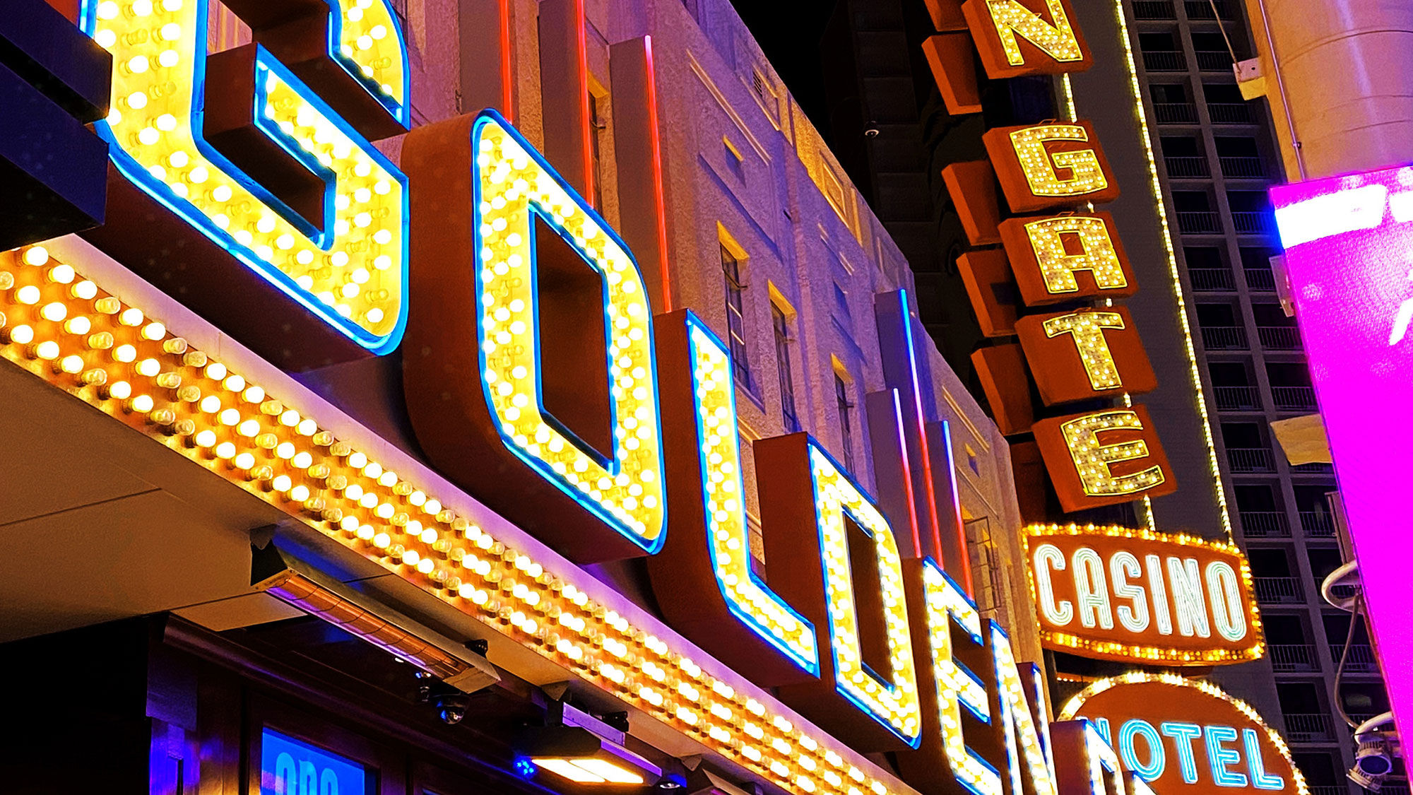 The "rocker sign" -- an exterior, vertical display in which the letters spelling out Golden Gate rock back and forth -- is among the features that have been retained for the current iteration of the hotel.