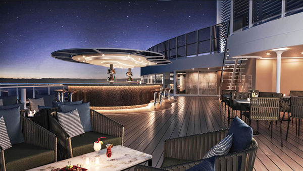 The MSC Seashore’s buffet area will have a new aft dining area with the Sky Bar, so named because passengers can sip drinks under the stars at the top of the ship.