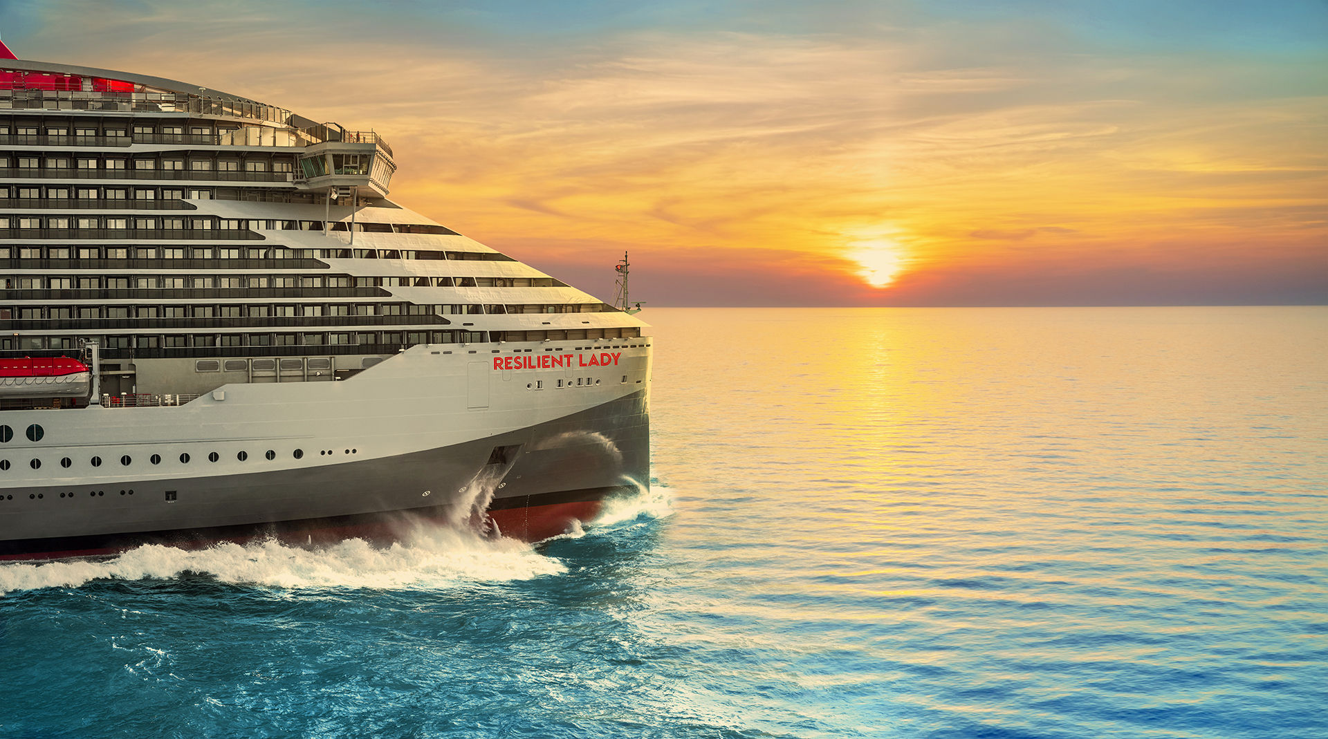 A rendering of Virgin Voyages' third ship, the Resilient Lady.