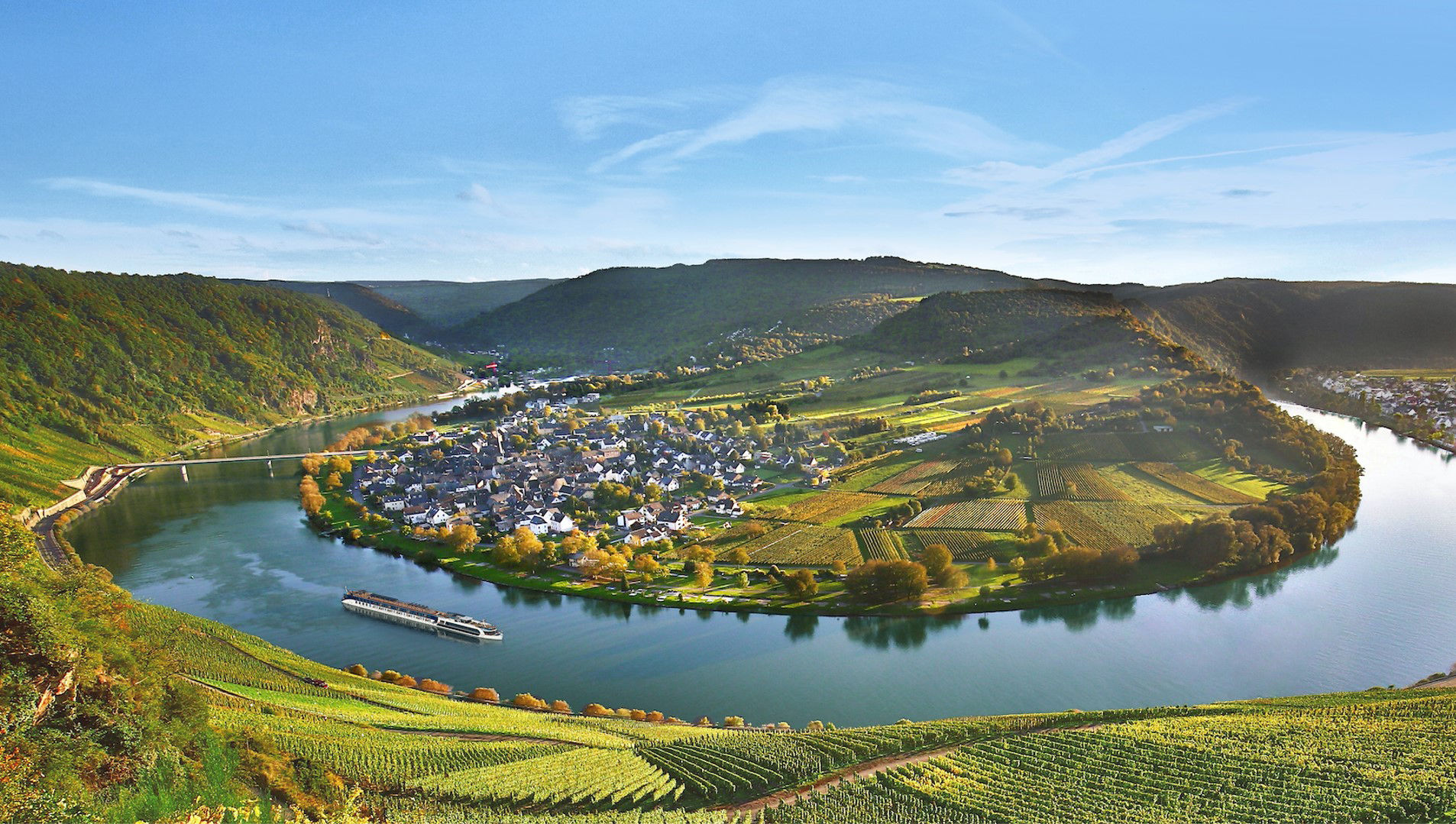 AmaWaterways' new 46-night cruise will sail four ships across seven rivers, including the Moselle, pictured.