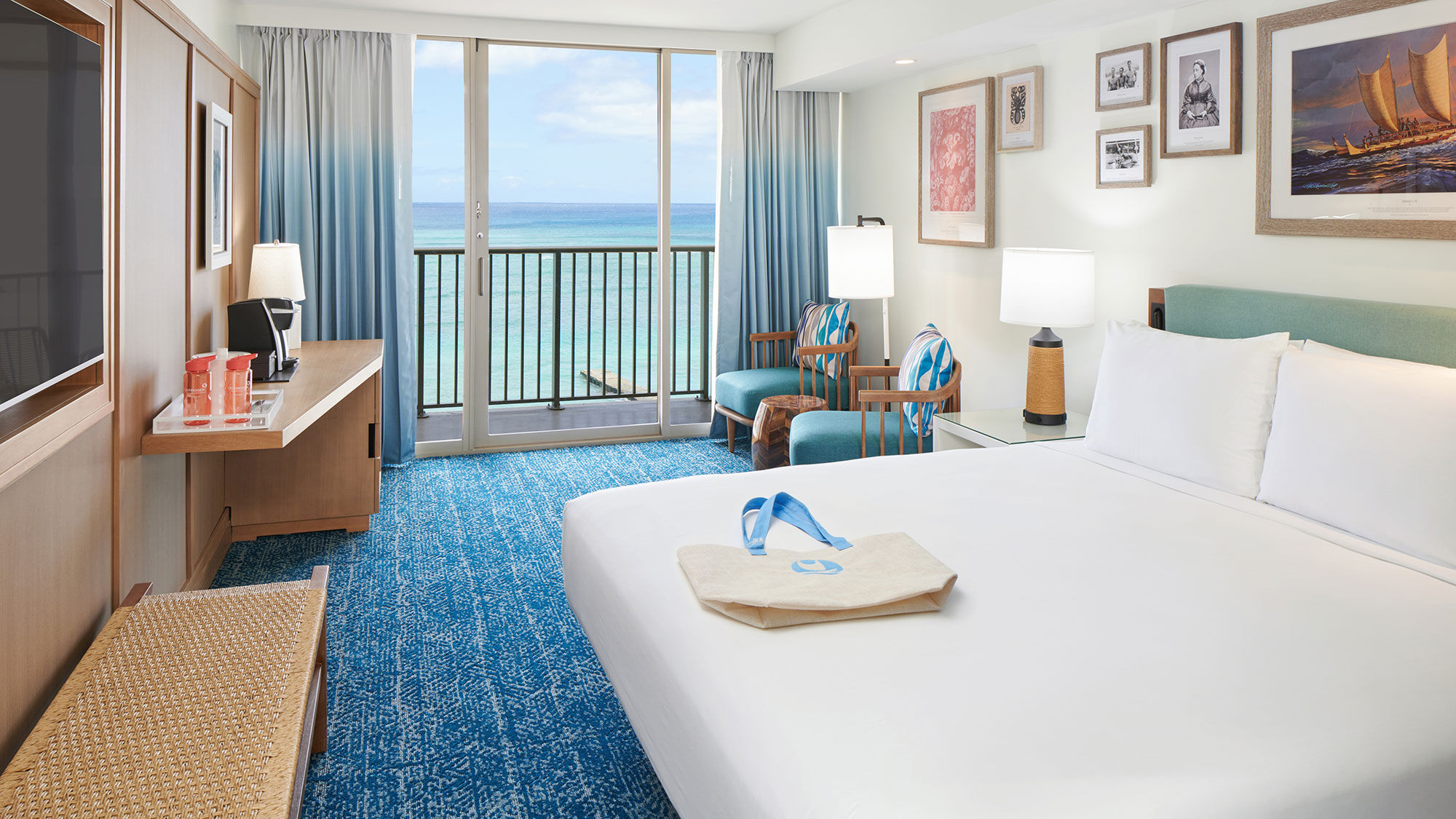 The Outrigger Reef Waikiki Beach Resort is in the midst of an $80 million renovation that includes room updates that bring a brighter color palette and a more residential feel.