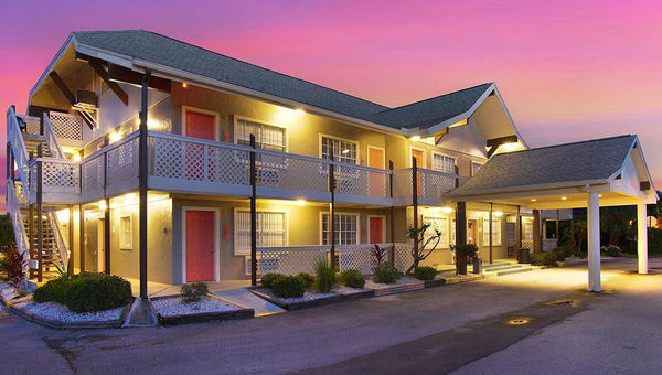 The open-corridor design style is seen here in the Palmer Inn & Tennis Club, in Rockledge Fla. The open-corridor design style is seen here in the Palmer Inn & Tennis Club, in Rockledge Fla.