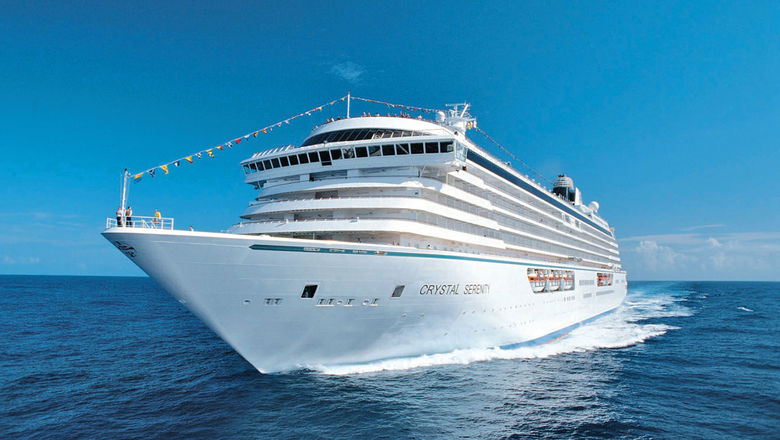 The Crystal Serenity. The ship planned to disembark passengers on Monday in Bimini, the Bahamas.