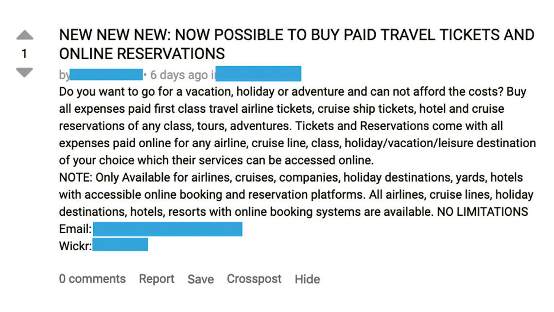 Advertisements like these on the dark web likely are the result of loyalty account takeovers.