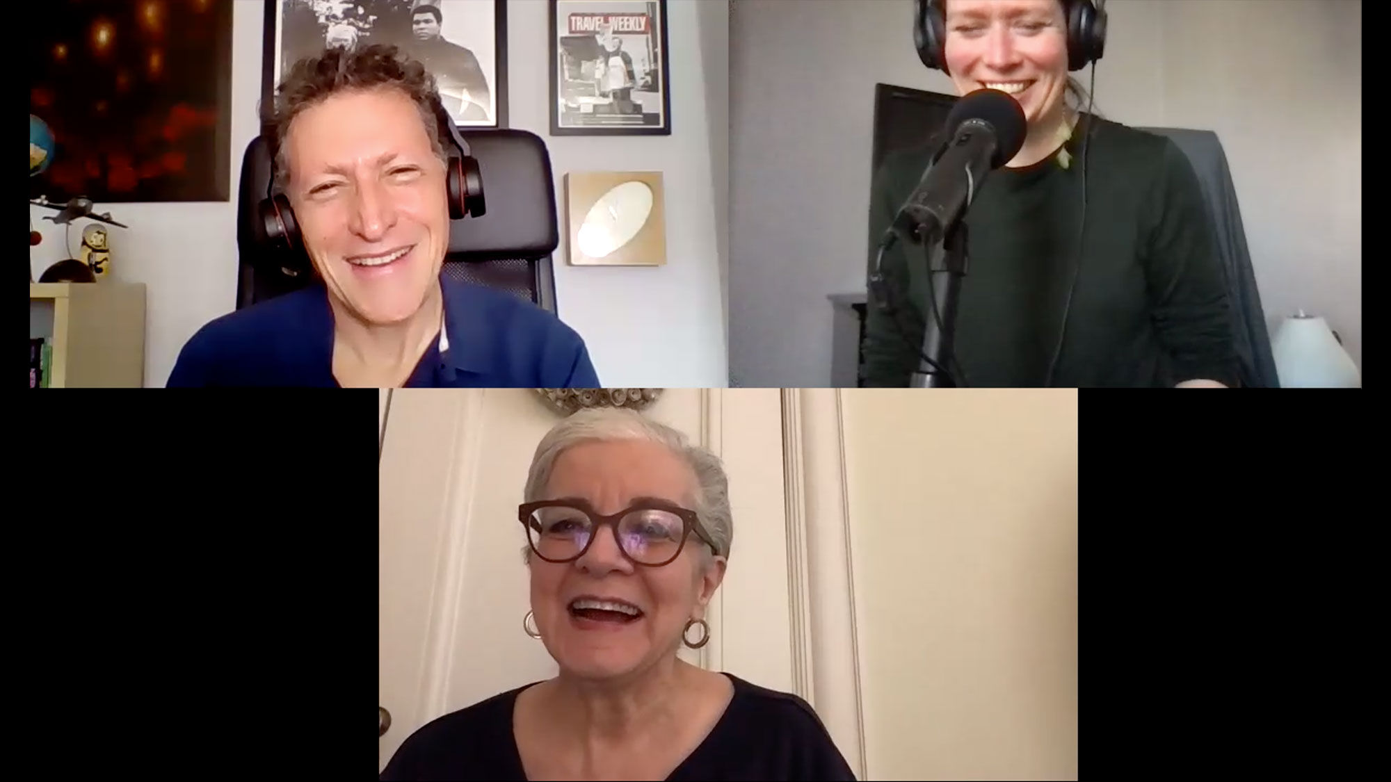 Clockwise from top left: Travel Weekly editor in chief Arnie Weissmann, managing editor Rebecca Tobin and Patricia Schultz, the author of "1,000 Places to See Before You Die."