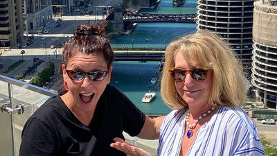 Shari Wallack (left) of Buy the Sea and Karen Devine of 3D Cruise Partners in Chicago.