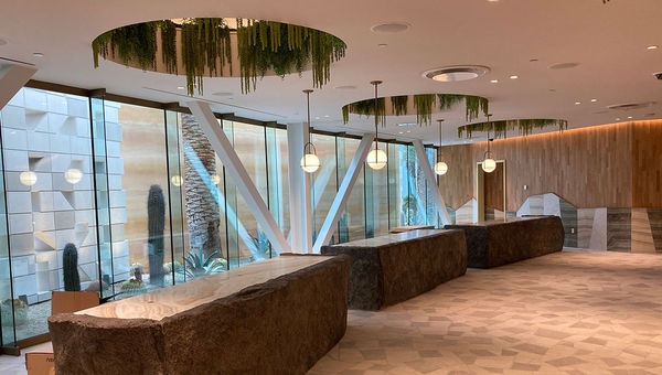 The registration area of Virgin Hotels Las Vegas. The registration area of Virgin Hotels Las Vegas.