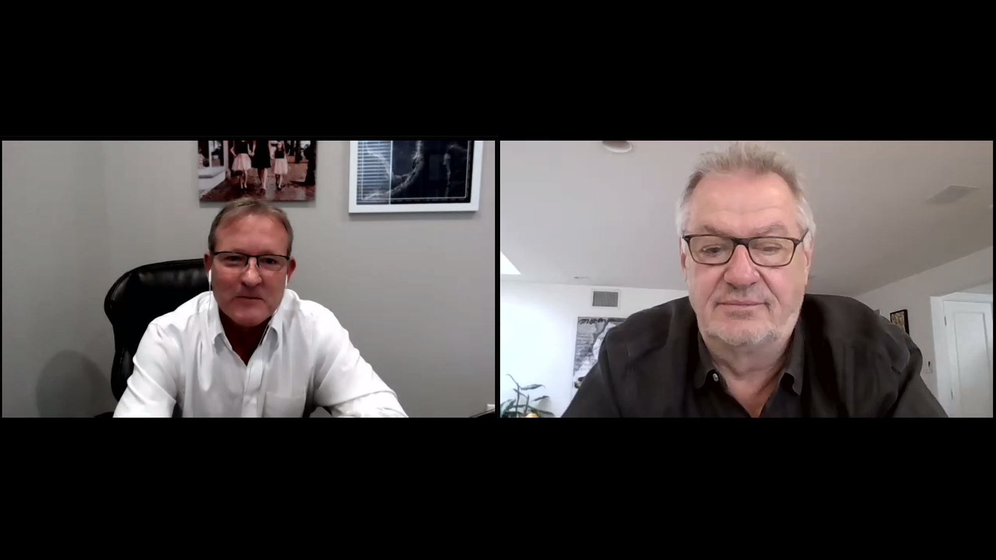 John Lovell, left, president of Travel Leaders Group, in conversation with Rudi Schreiner, co-founder and president of AmaWaterways.
