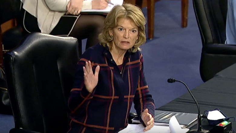 Sen. Lisa Murkowski (R-Alaska) at a Senate Committee hearing where she questioned CDC director Dr. Rochelle Walensky about the cruise industry restart.