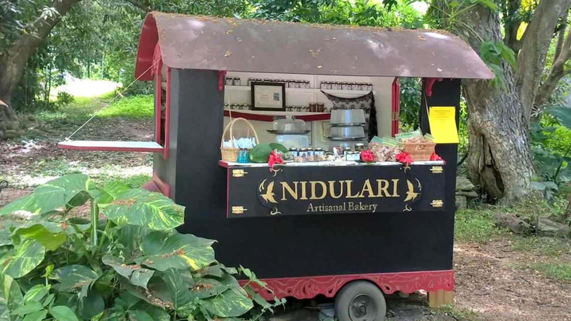 Nidulari's mobile food van is located in the rainforest of St. Croix.