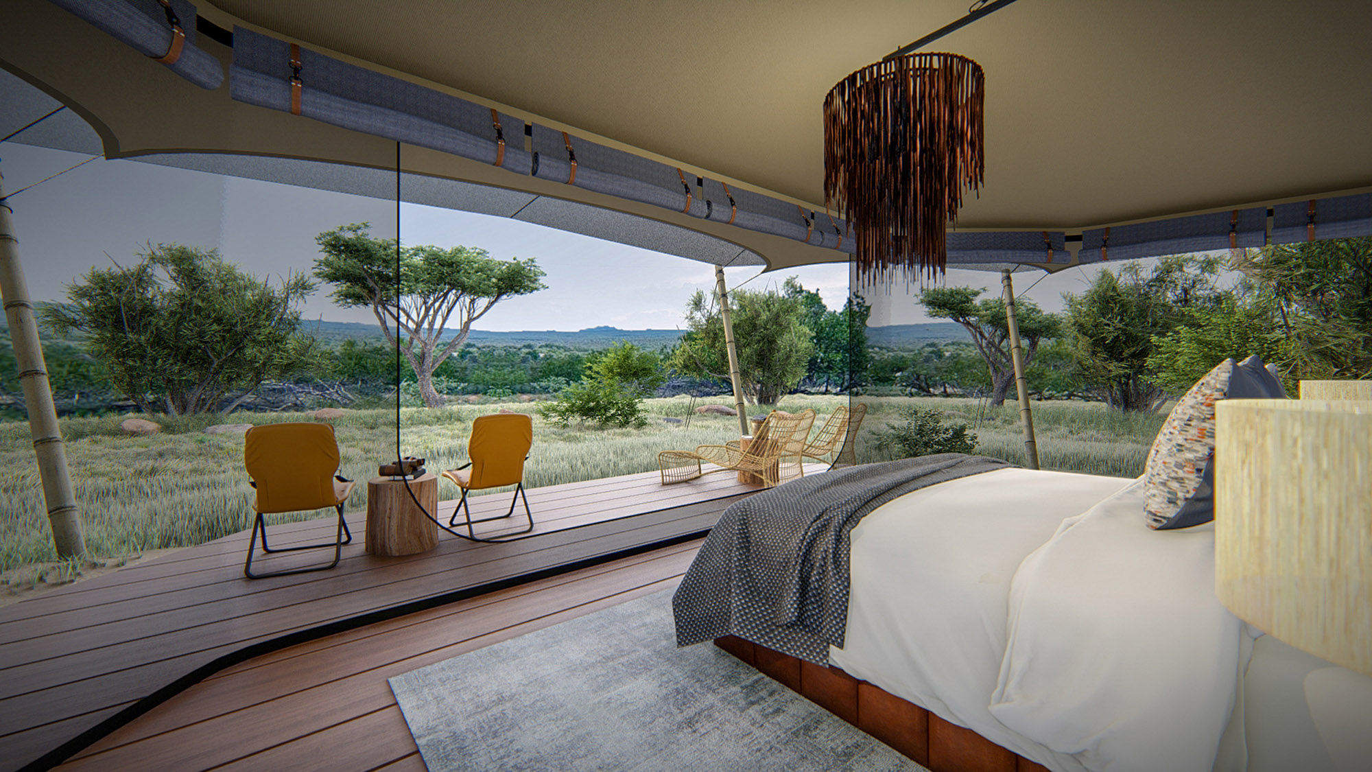 A luxury tent at the Siringit Migration Camp, set to open later this year in Tanzania's Serengeti.