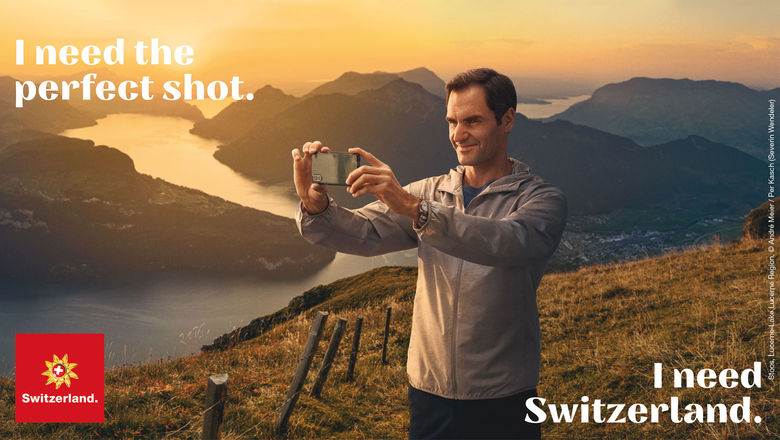 An image from the Switzerland Tourism campaign with Roger Federer.