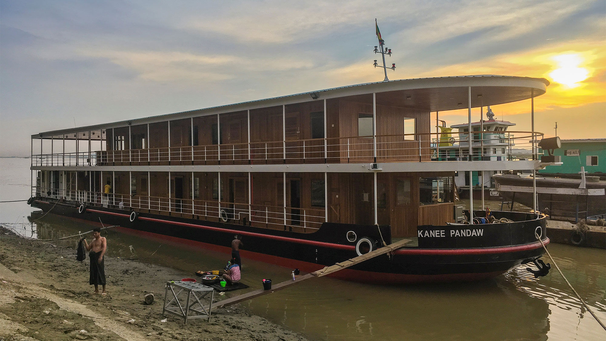 The Kanee Pandaw, one of seven Pandaw ships in Myanmar. The company said the ships are off the river and being watched over by the local community in Bagan.