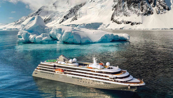 A rendering of Atlas World Voyages' World Navigator ship in Antarctica. A rendering of Atlas World Voyages' World Navigator ship in Antarctica.