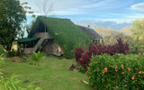 Like the villas, the roof of the horse stable at Origins is covered with living plants.