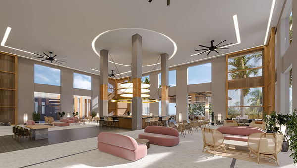 A rendering of the lobby at the Hyatt Ziva Riviera Cancun, which will open this year.