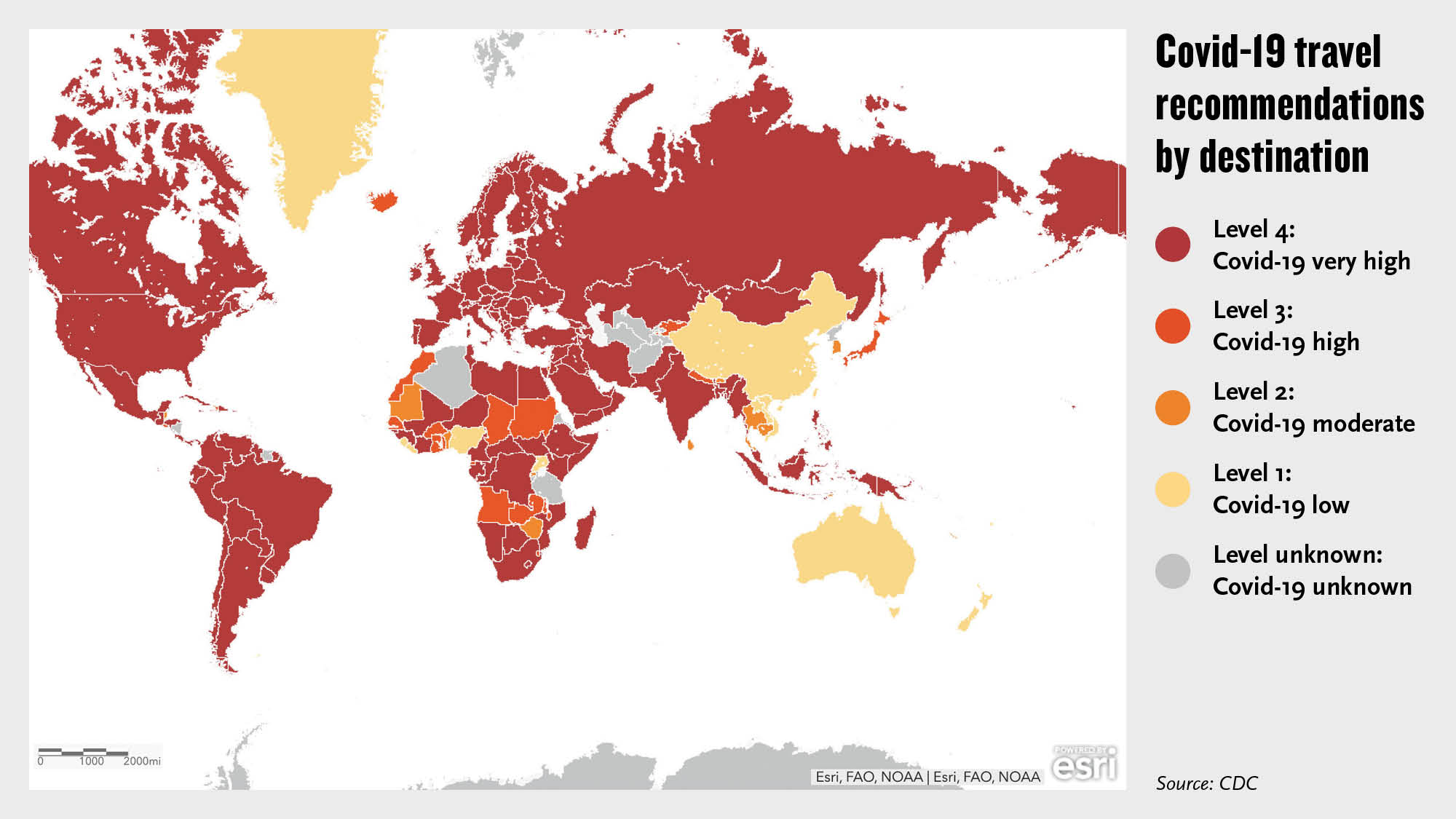 The State Department's travel alert system is now incorporating the CDC's Covid-19 data. The department is recommending that travelers avoid Antarctica, for example, because Covid data is "unknown."