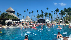 The foam was flowing at the travel agent pool party at the Secrets and Dreams Royal Beach resorts.