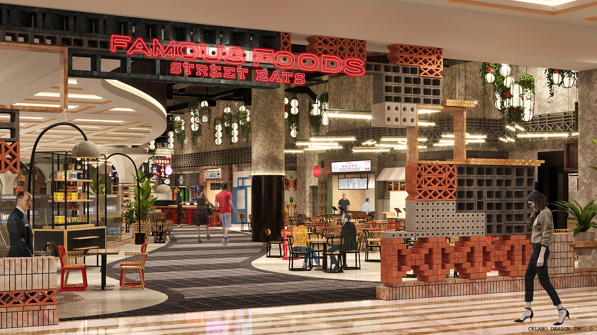 A rendering of Famous Foods Street Eats, which will be reminiscent of an Asian hawker market when it opens at Resorts World Las Vegas.