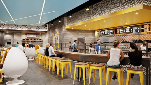 A rendering of Sun's Out Buns Out, which will feature egg dishes 24 hours a day. A rendering of Sun's Out Buns Out, which will feature egg dishes 24 hours a day.