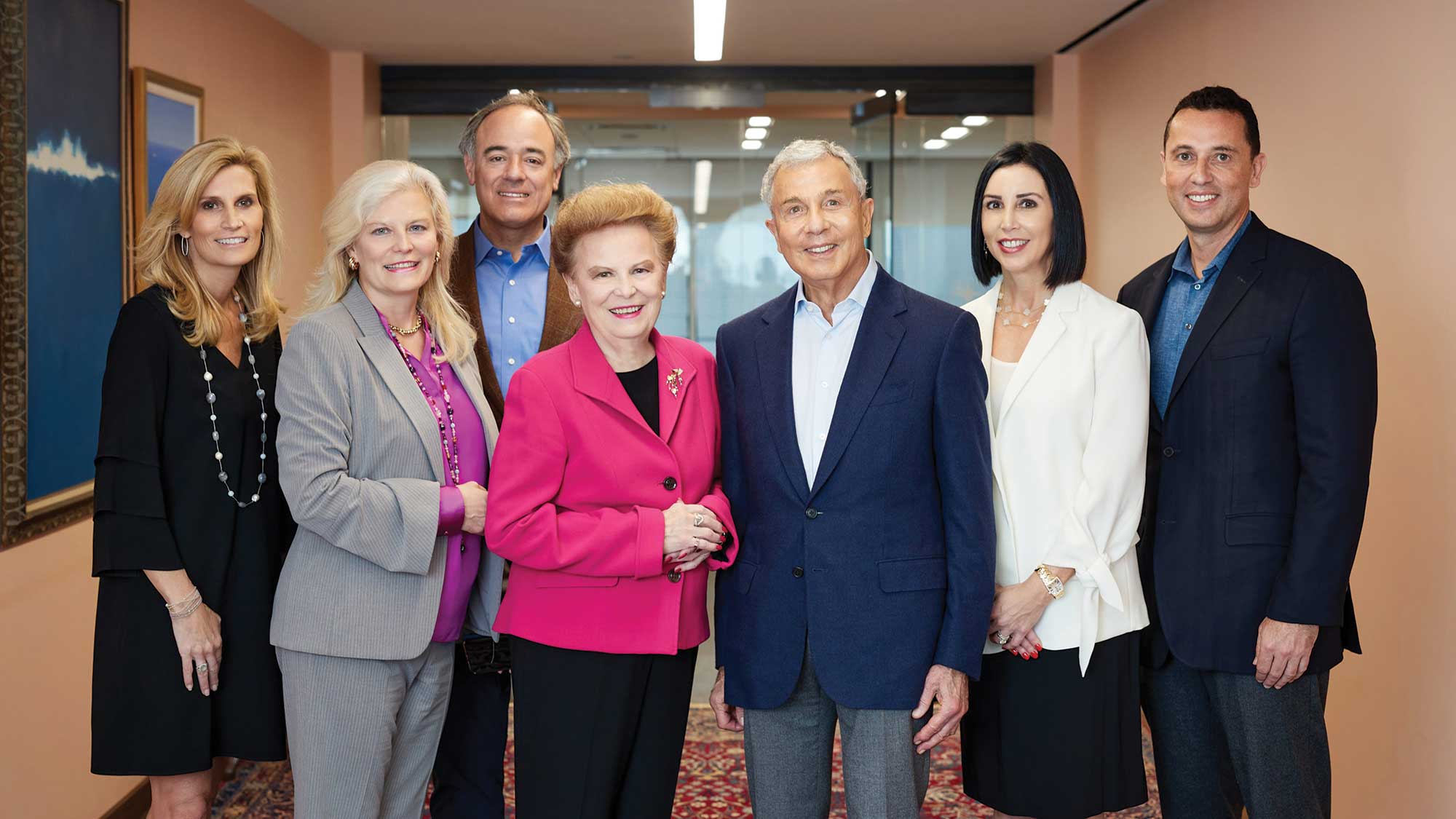 From left, Kimberly Wilson Wetty, Jennifer Wilson-Buttigieg, Brian Buttigieg, Valerie Wilson, Richard Leibman, Lara Leibman and Bryan Leibman.