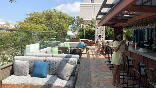 The bar at the second-story restaurant Serena overlooks the street scene along Washington Avenue. The bar at the second-story restaurant Serena overlooks the street scene along Washington Avenue.