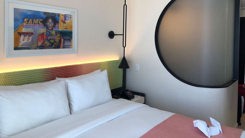 The rooms at the Moxy Miami Beach recall a ferry service that ran from Miami to Havana in the 1940s and '50s.