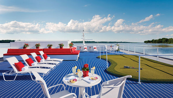 The top deck of an American Cruise Lines coastal cruise ship, the American Constitution. The top deck of an American Cruise Lines coastal cruise ship, the American Constitution.