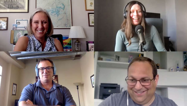 Clockwise from top left: Jeri Clausing, Rebecca Tobin, travel expert Gary Leff and Robert Silk during a discussion about vaccine, or health, passports. Clockwise from top left: Jeri Clausing, Rebecca Tobin, travel expert Gary Leff and Robert Silk during a discussion about vaccine, or health, passports.