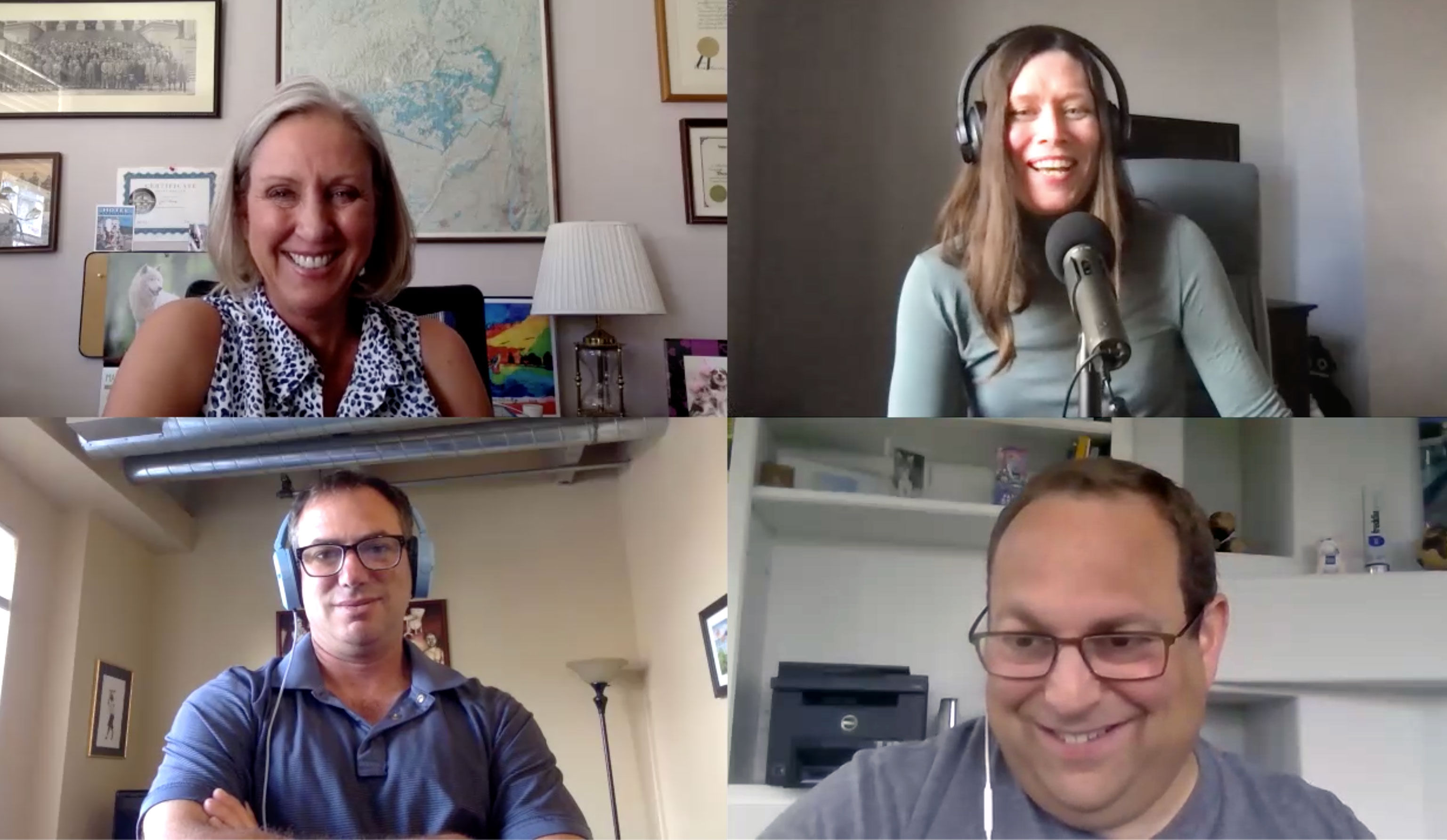 Clockwise from top left: Jeri Clausing, Rebecca Tobin, travel expert Gary Leff and Robert Silk during a discussion about vaccine, or health, passports.