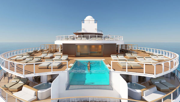 The suite-only Haven moves to the aft of the ship. The suite-only Haven moves to the aft of the ship.