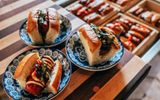 Japanese wagyu hot dogs are served from food carts at the buffet.