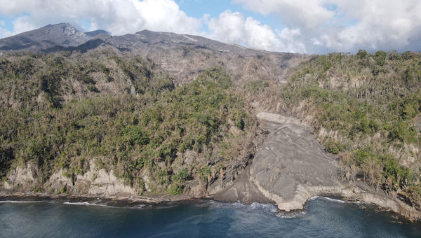 A mountain of ash and lava poured down hillsides following the eruption of La Soufriere on St. Vincent on April 9. A mountain of ash and lava poured down hillsides following the eruption of La Soufriere on St. Vincent on April 9.
