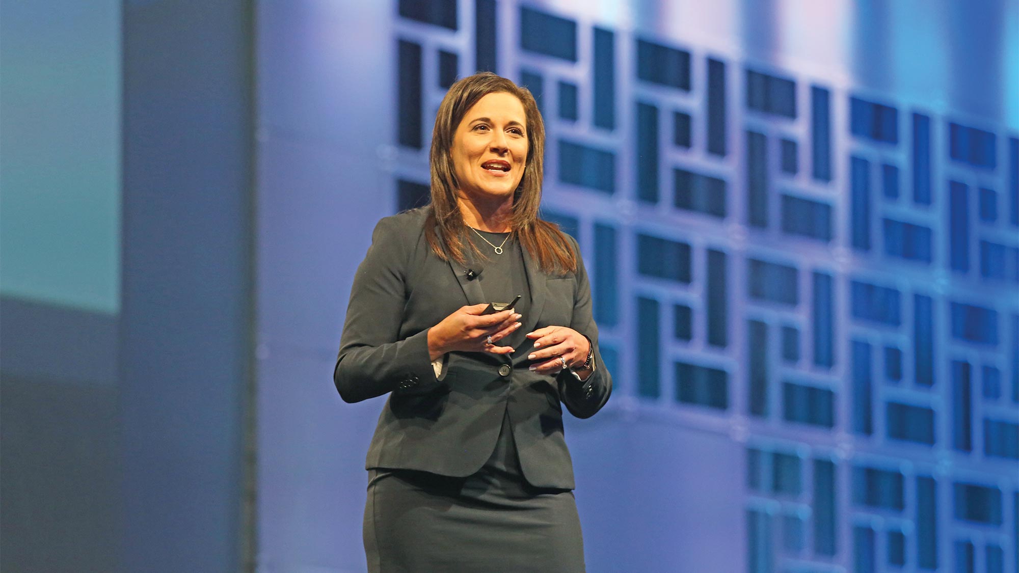Katina Athanasiou, who has been Norwegian Cruise Line's chief sales officer since 2019, at a CruiseWorld conference.