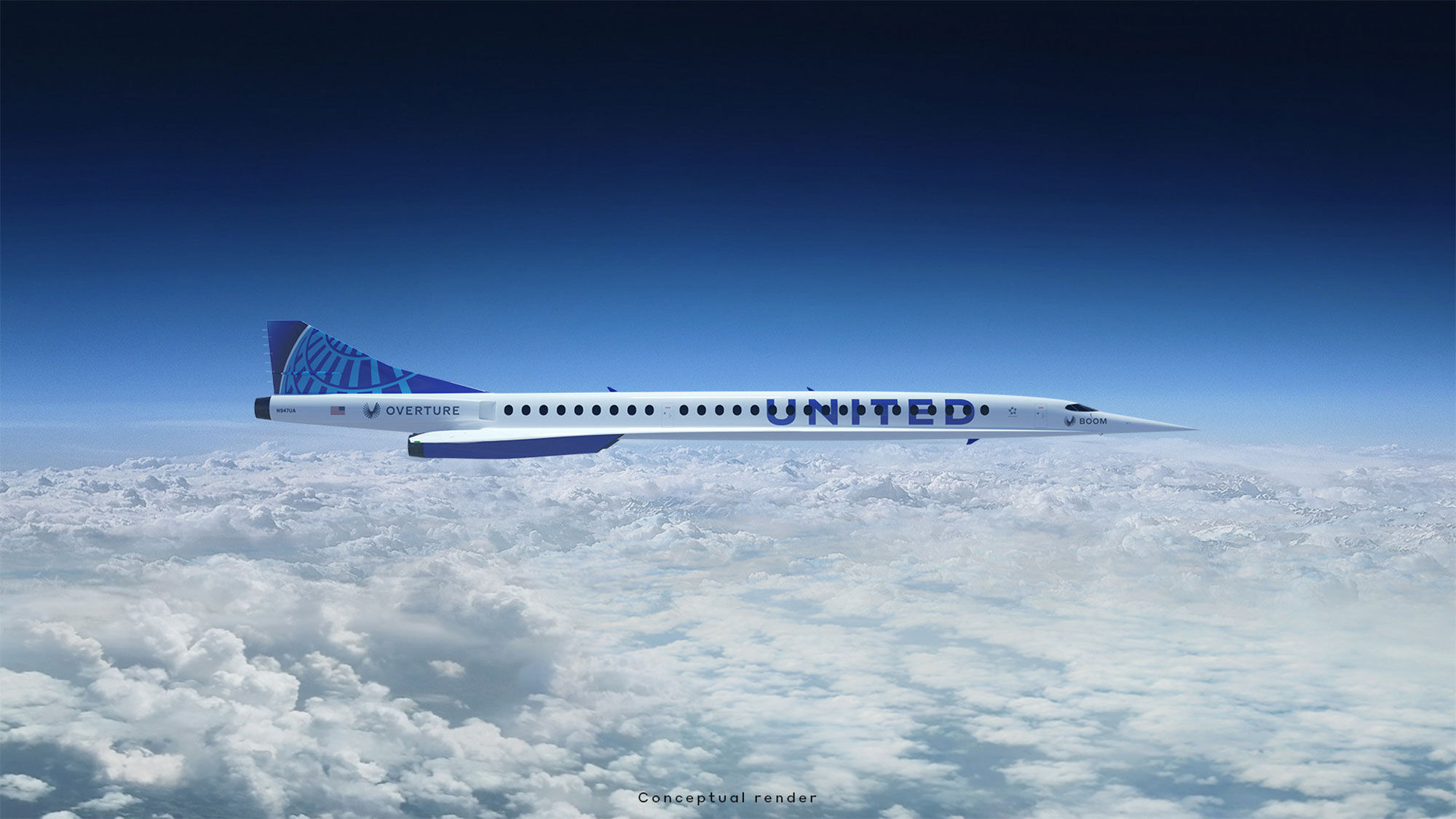 Photo rendering of United supersonic aircraft courtesy of United Airlines.