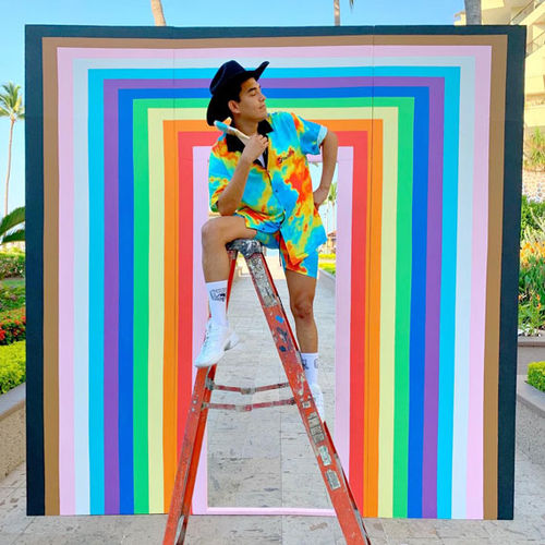 Colorful backdrops are part of the decor during Pride season at Marriott properties. Colorful backdrops are part of the decor during Pride season at Marriott properties.
