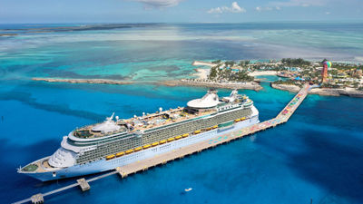 Royal Caribbean's Freedom of the Seas at Perfect Day at CocoCay. The company said Caribbean load factors are reaching almost 105%.